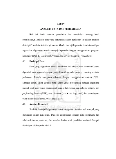 BAB IV ANALISIS DATA DAN PEMBAHASAN. deskriptif, analisis 