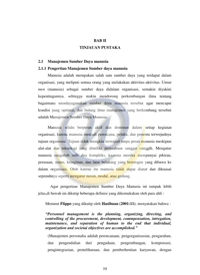 Menurut Flippo Yang Dikutip Oleh Hasibuan 2001 11 Menyatakan Bahwa