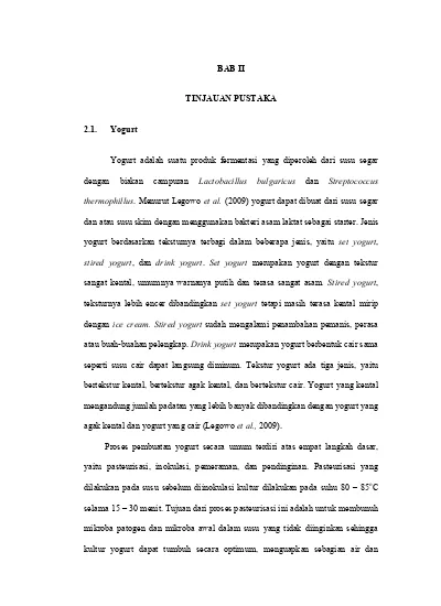 Bab Ii Tinjauan Pustaka Dengan Biakan Campuran Lactobacillus Bulgaricus Dan Streptococcus