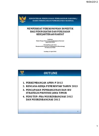 KEMENTERIAN PERENCANAAN PEMBANGUNAN NASIONAL/ BADAN PERENCANAAN ...