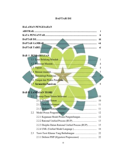 DAFTAR ISI. HALAMAN PENGESAHAN ABSTRAK... I KATA PENGANTAR... Ii DAFTAR ...
