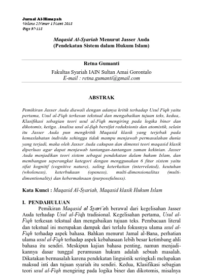 Top Pdf Maqasid Al Syariah Menurut Jasser Auda Pendekatan Sistem Dalam Hukum Islam 123dok Com