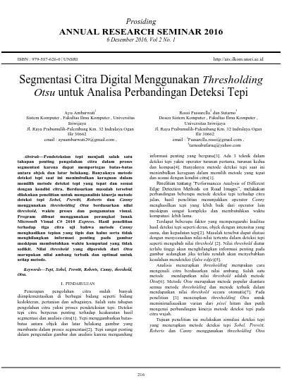 Segmentasi Citra Digital Menggunakan Thresholding Otsu Untuk Analisa Perbandingan Deteksi Tepi 8535