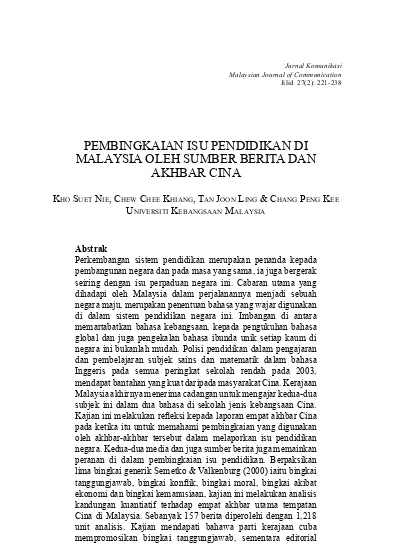 Top PDF Pembingkaian berita etnik dalam akhbar-akhbar aliran 