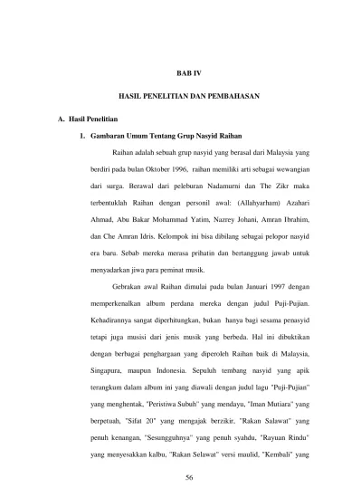 Bab Iv Hasil Penelitian Dan Pembahasan 1 Gambaran Umum Tentang Grup Nasyid Raihan