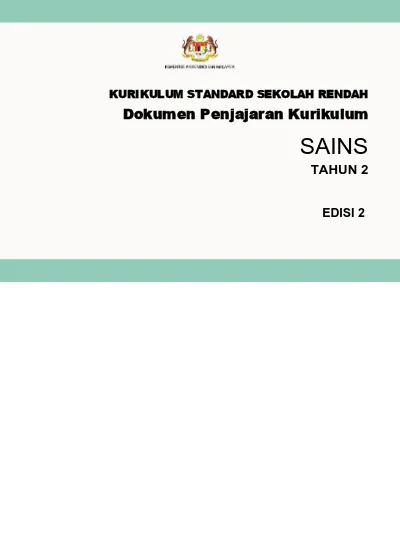 KURIKULUM STANDARD SEKOLAH RENDAH. Dokumen Penjajaran Kurikulum SAINS ...