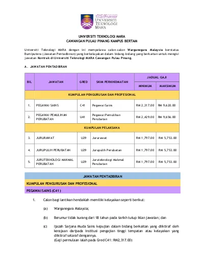 A. JAWATAN AKADEMIK Keutamaan diberikan kepada calon yang memiliki 