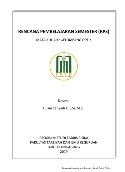 RENCANA PEMBELAJARAN SEMESTER (RPS)