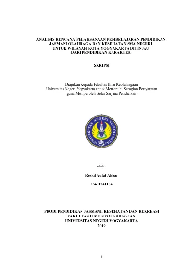 Prodi Pendidikan Jasmani Kesehatan Dan Rekreasi Fakultas Ilmu Keolahragaan Universitas Negeri Yogyakarta