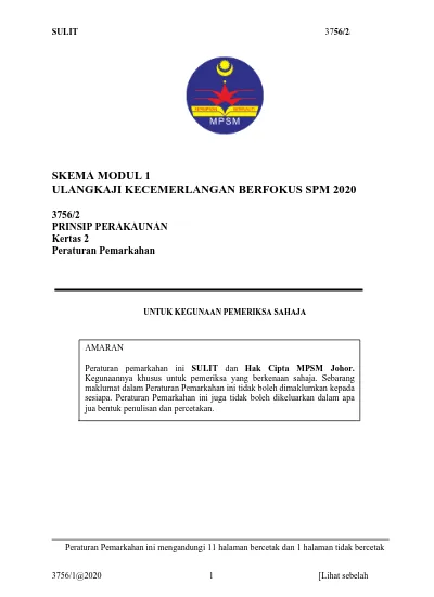 Sulit 2 Modul Kecemerlangan Spm Tahun 2020 Sekolah Sekolah Agama Sabk Smka Negeri Kedah