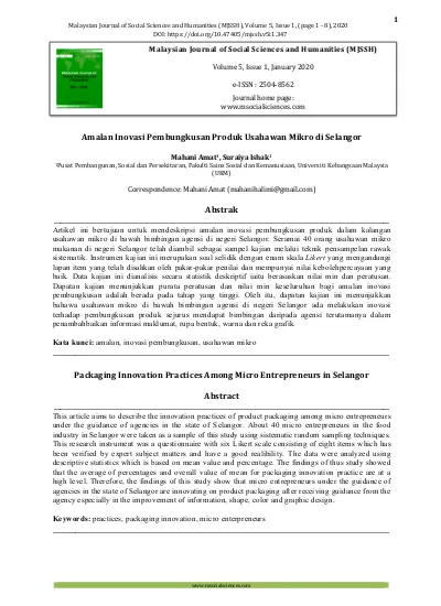 Malaysian Journal Of Social Sciences And Humanities Mjssh Volume 5 Issue 1 Page 1 8 2020 Doi