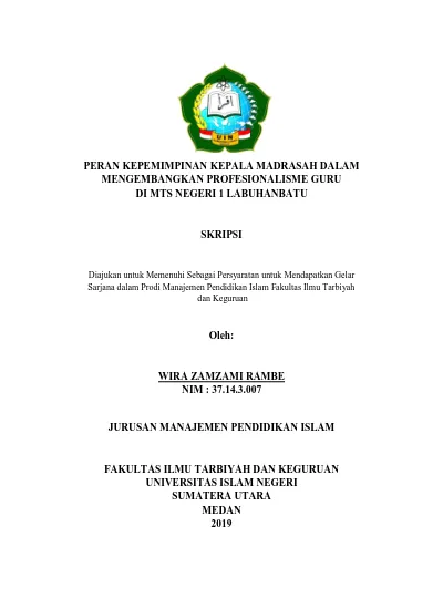 Top Pdf Peran Kepala Madrasah Sebagai Inovator Dalam Meningkatkan Profesionalisme Guru Di Mtsn 3 Medan 123dok Com