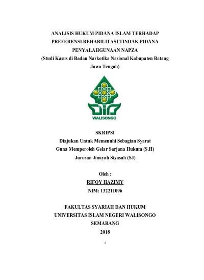 Analisis Hukum Pidana Islam Terhadap Preferensi Rehabilitasi Tindak ...