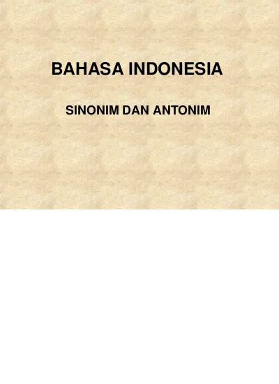Bahasa Indonesia Sinonim Dan Antonim