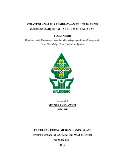 Top Pdf Strategi Analisis Pembiayaan Multi Barang Murabahah Di Bmt Al Hikmah Ungaran 123dok Com