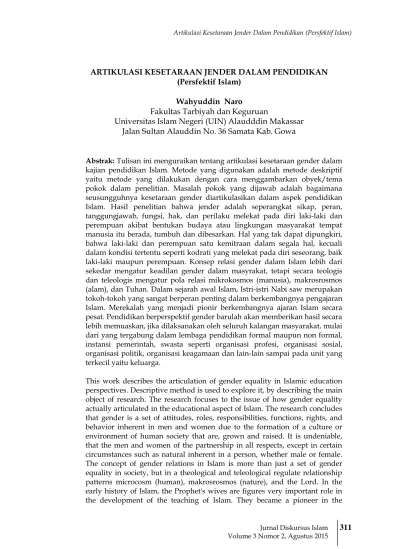 Top Pdf Artikulasi Kesetaraan Jender Dalam Pendidikan Perspektif Islam 123dok Com
