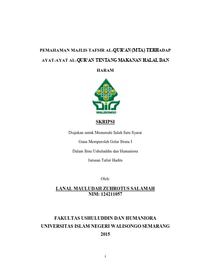 Pemahaman Majelis Tafsir Al-Qur'an (MTA) Terhadap Ayat-ayat Al-Qur'an ...