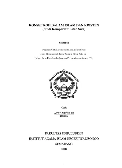 Konsep Roh Dalam Islam Dan Kristen Studi Komparatif Kitab Suci