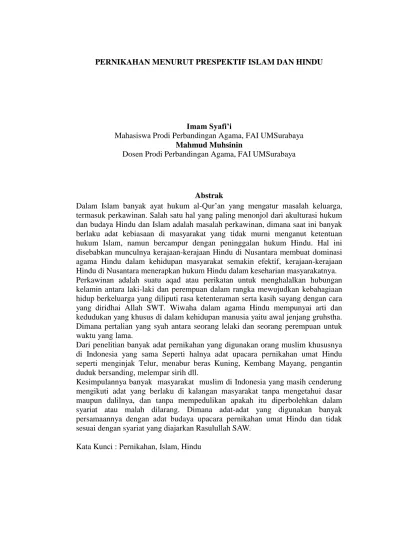 Top Pdf Pernikahan Menurut Perspektif Islam Dan Hindu 123dok Com