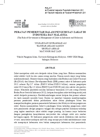 Top Pdf Peranan Pemerintah Dalam Pengurusan Zakat Diindonesia Dan Malaysia 123dok Com