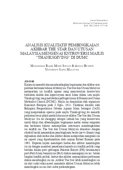 Top PDF Pembingkaian berita etnik dalam akhbar-akhbar aliran 