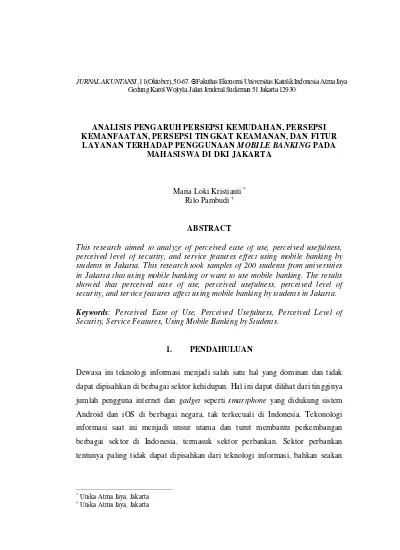 Analisis Pengaruh Persepsi Kemudahan, Persepsi Kemanfaatan, Persepsi ...