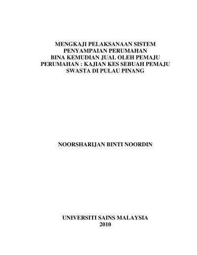 Masalah Perumahan di Malaysia Satu Ana