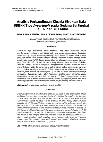 Analisis Perbandingan Kinerja Struktur Baja SRBKK Tipe Inverted-V Pada ...