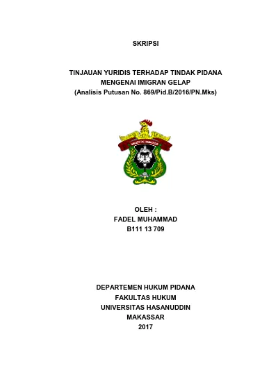 TINJAUAN YURIDIS TERHADAP TINDAK PIDANA MENGENAI IMIGRAN GELAP ...