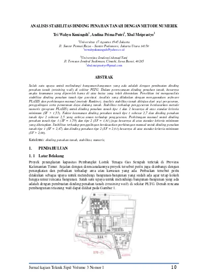 Analisis Stabilitas Dinding Penahan Tanah Dengan Metode Numerik