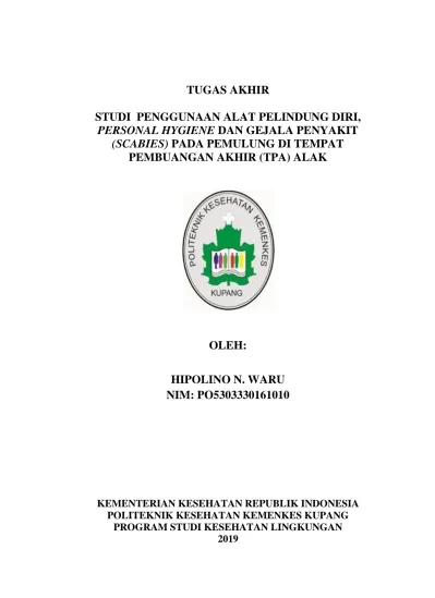 Studi Penggunaan Alat Pelindung Diri Personal Hygiene Dan Gejala 