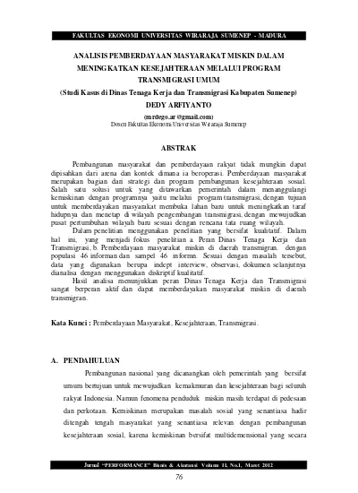 Top Pdf Analisis Pemberdayaan Masyarakat Miskin Dalam Meningkatkan Kesejahteraan Melalui Program Transmigrasi Umum 123dok Com