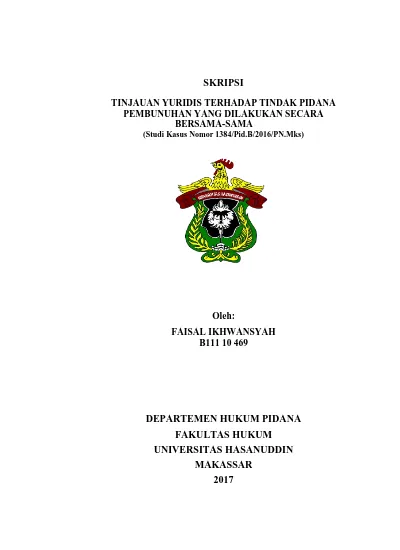 TINJAUAN YURIDIS TERHADAP TINDAK PIDANA PEMBUNUHAN YANG DILAKUKAN ...