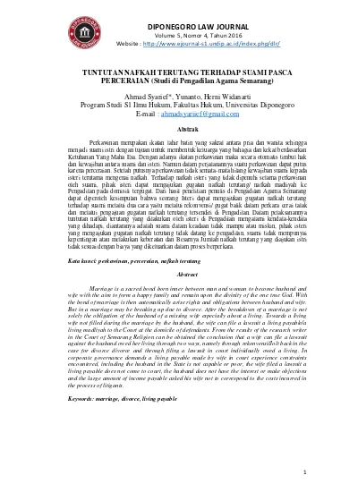 Top Pdf Tuntutan Nafkah Terutang Terhadap Suami Pasca Perceraian Studi Di Pengadilan Agama Semarang 123dok Com