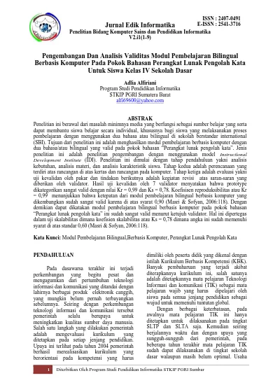 Pengembangan Dan Analisis Validitas Modul Pembelajaran Bilingual ...