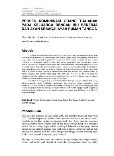 Top Pdf Proses Komunikasi Orang Tua Anak Pada Keluarga Dengan Ibu Bekerja Dan Ayah Sebagai Ayah Rumah Tangga 123dok Com