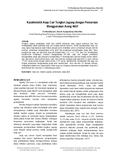 Kajian Penggunaan Arang Aktif Tongkol Jagung Sebagai Adsorben Logam Pb Dengan Beberapa Aktivator Asam Alfiany Natural Science Journal Of Science And Technology 1869 5438 1 Pb