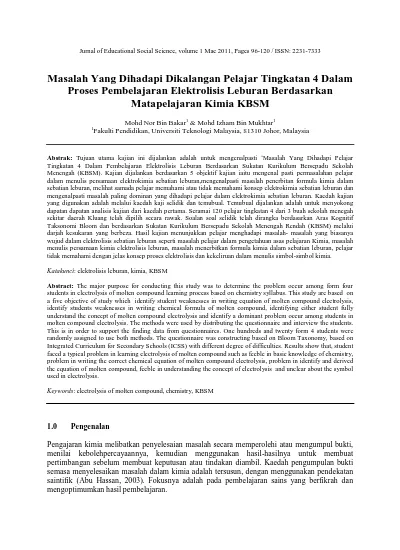 Top Pdf Masalah Yang Dihadapi Dikalangan Pelajar Tingkatan 4 Dalam Proses Pembelajaran Elektrolisis Leburan Berdasarkan Matapelajaran Kimia Kbsm 123dok Com