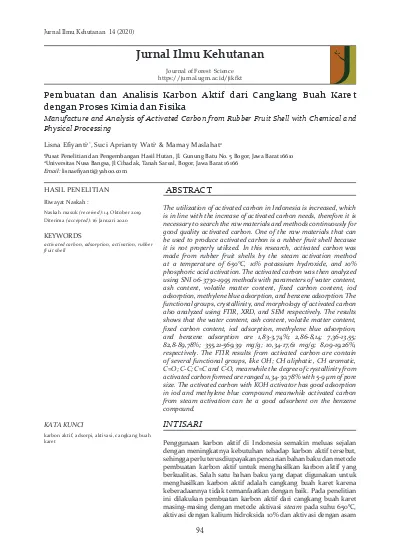 Pembuatan Dan Analisis Karbon Aktif Dari Cangkang Buah Karet Dengan Proses Kimia Dan Fisika