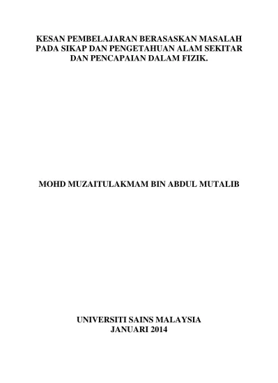 Kesan Pembelajaran Koperatif Terhadap Pencapaian Pendidikan Alam Sekitar Dalam Kalangan Pelajar Sekolah Menengah Rendah