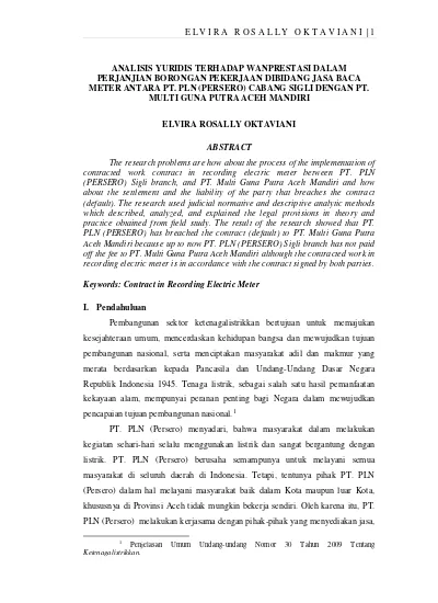 Analisis Yuridis Terhadap Wanprestasi Dalam Perjanjian Borongan ...