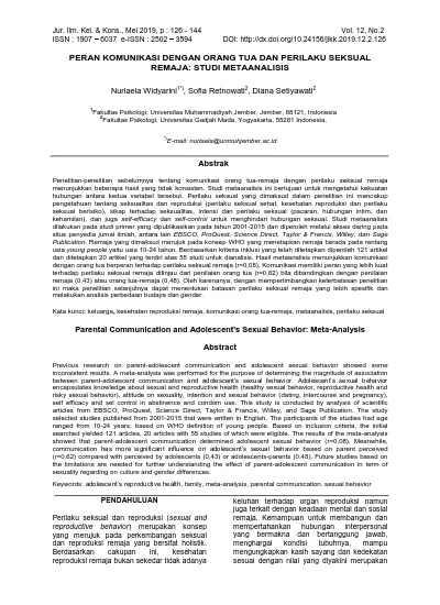 Top Pdf Peran Komunikasi Dengan Orang Tua Dan Perilaku Seksual Remaja Studi Metaanalisis 123dok Com