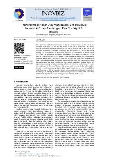 Top Pdf Transformasi Peran Akuntan Dalam Era Revolusi Industri 4 0 Dan Tantangan Era Society 5 0 123dok Com