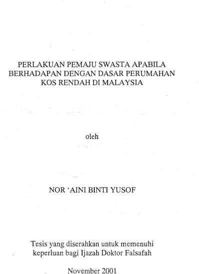Masalah Perumahan di Malaysia Satu Ana