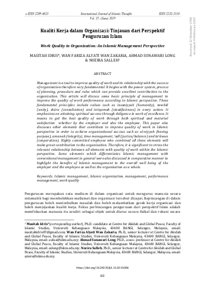 Top Pdf Kualiti Kerja Dalam Organisasi Tinjauan Dari Perspektifpengurusan Islam 123dok Com