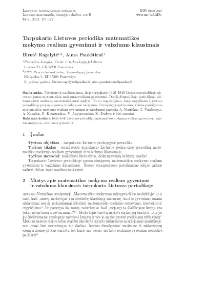 Top Pdf Tarpukario Lietuvos Periodika Matematikos Metodikos Klausimais 123dok Com