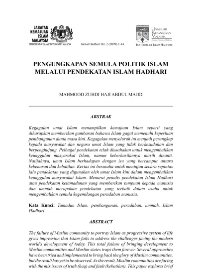 Wasatiyyah Gagasan Pendekatan Islam Hadhari