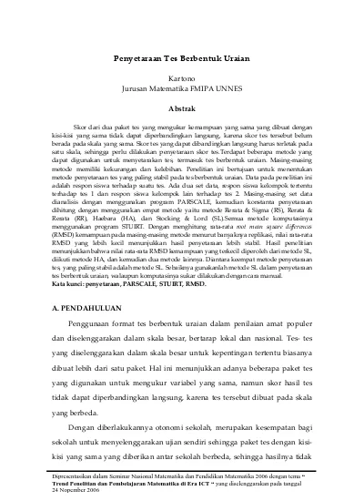 Top Pdf Penyetaraan Tes Berbentuk Uraian 123dok Com