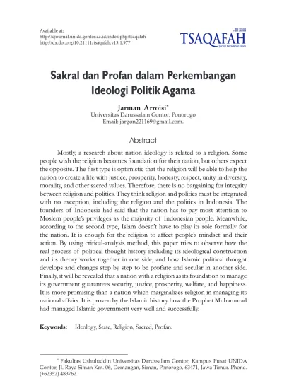 Top Pdf Sakral Dan Profan Dalam Perkembangan Ideologi Politik Agama 123dok Com