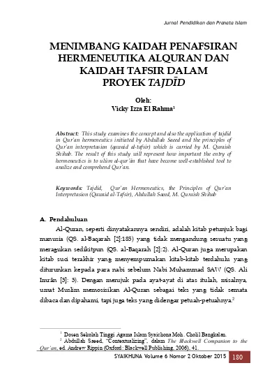 Menimbang Kaidah Penafsiran Hermeneutika Al Quran Dan Kaidah Tafsir ...